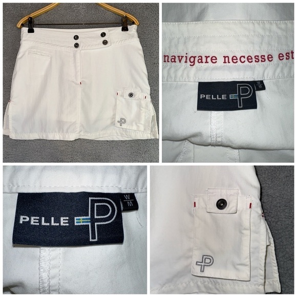 Pelle P Sports Shorts Women's Medium White Short‎ Side Slit Embroidered Skort - Picture 5 of 14